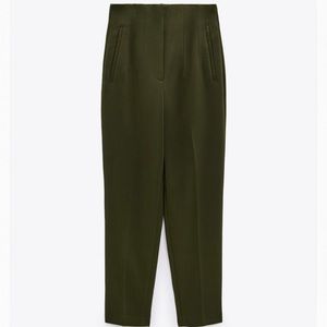 NWOT ZARA High Waisted Khaki Green Pants